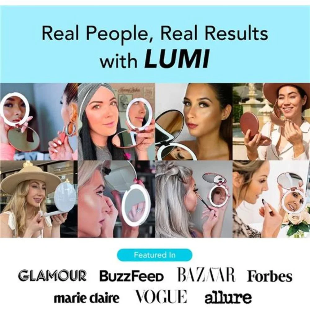 LED Lighted Travel Makeup Mirror, 1x/10x Magnification - Daylight LED, Compact